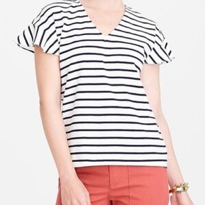 J. Crew Factory Flutter Sleeve Striped Top